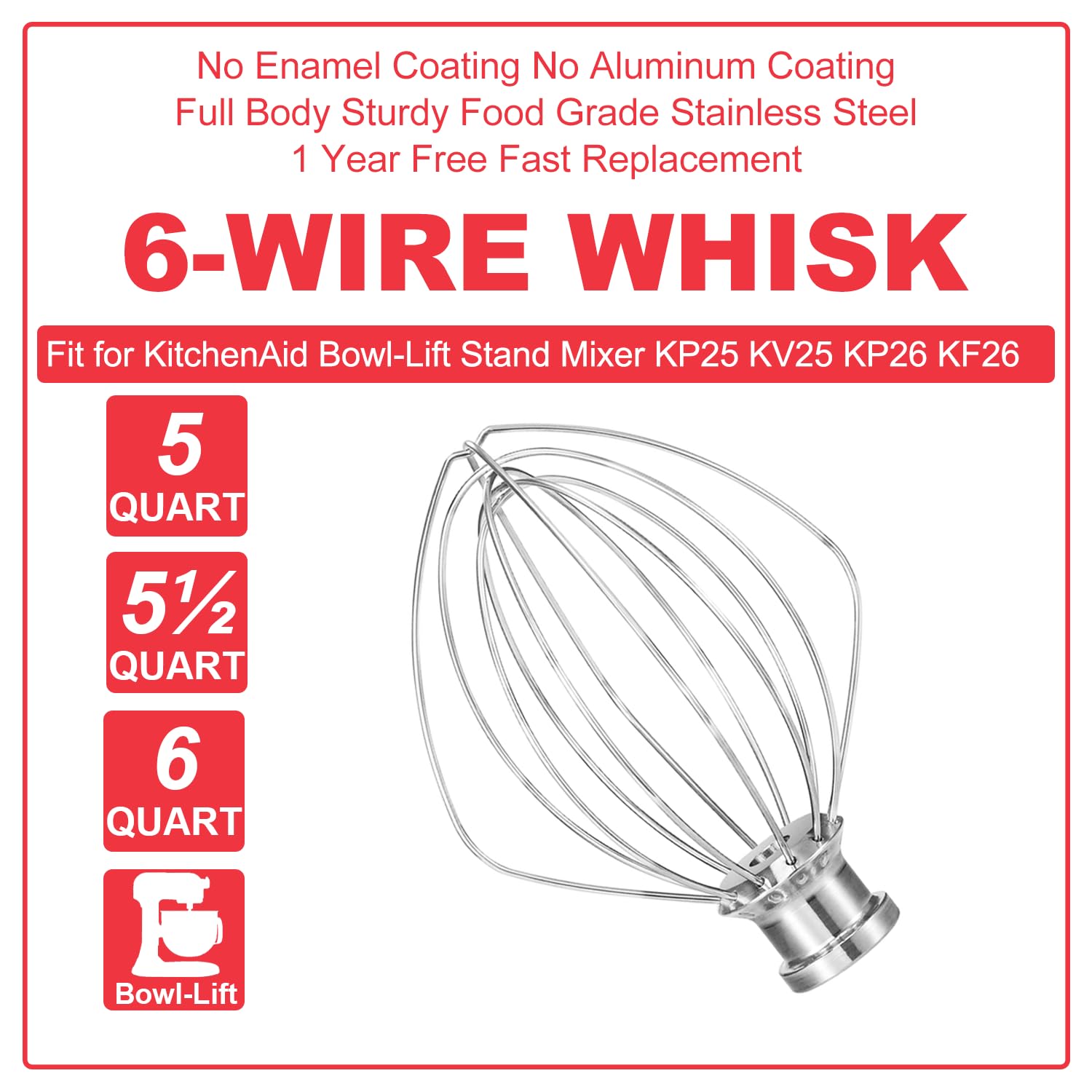 Wire Whip for Kitchenaid 6 Qt  - đánh giá và giá Kitchenaid Mixer Pro 600